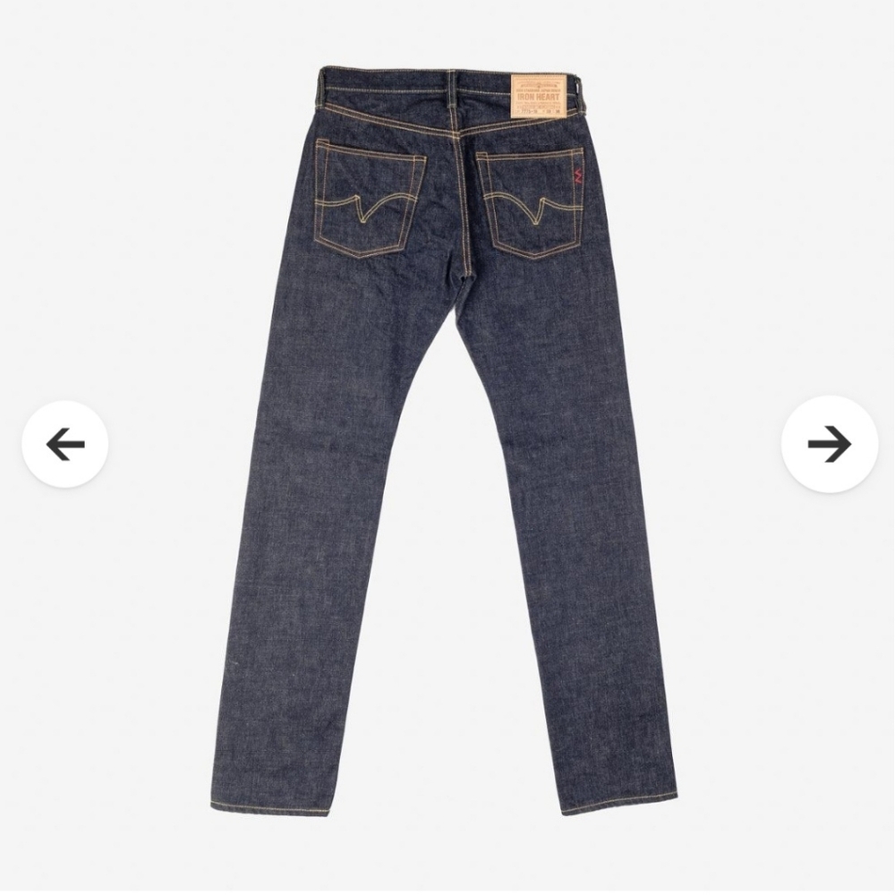 Iron Heart 18oz Vintage Selvedge Denim Slim Tapered Cut Jeans - Indigo - Picture 6 of 15